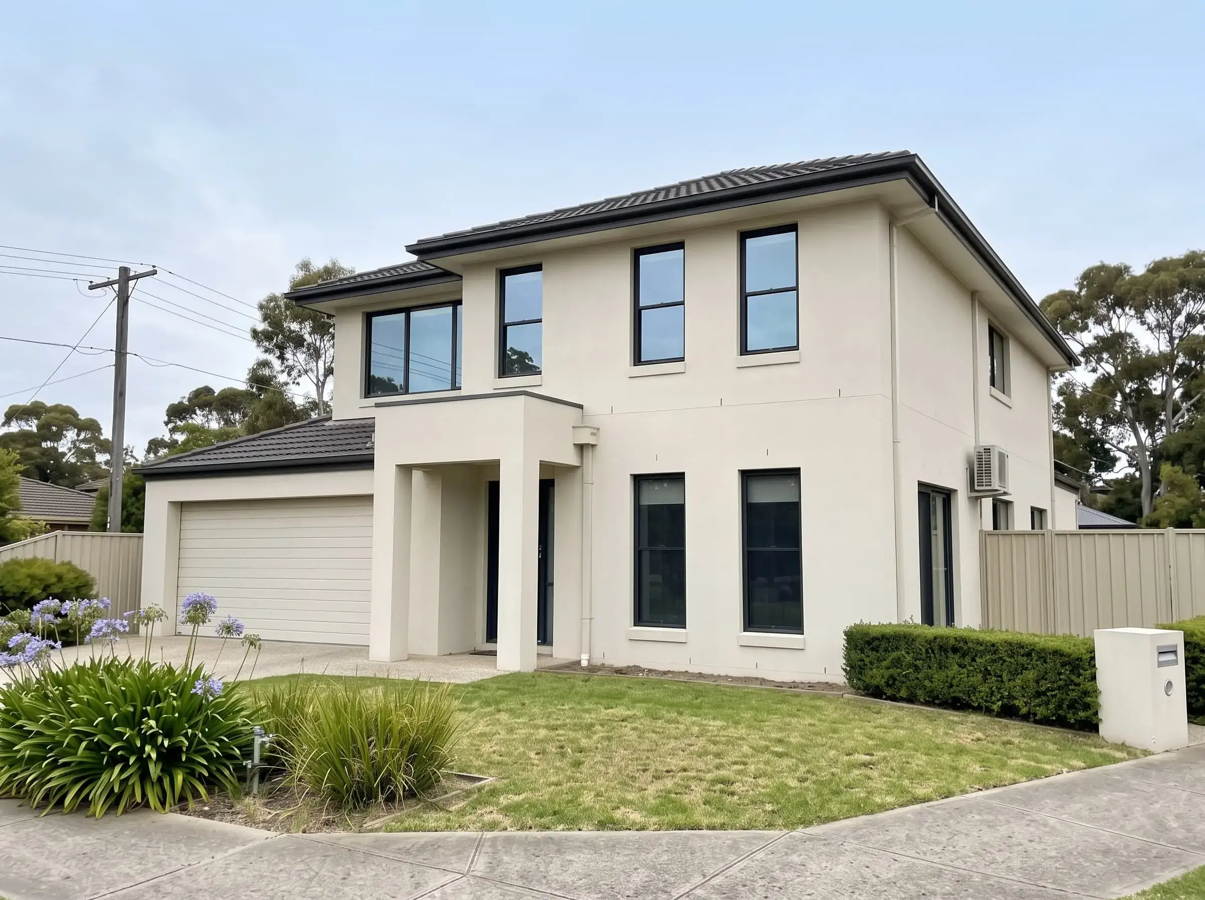 Two-storey render after cleaning in Melbourne south-east
